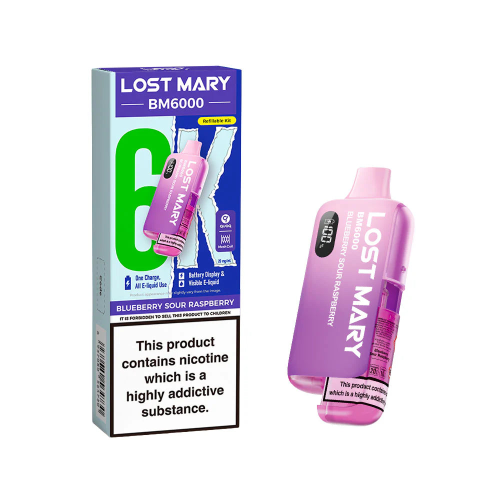Lost Mary BM6000 Rechargeable Pod Kit 20mg Blueberry Sour Raspberry