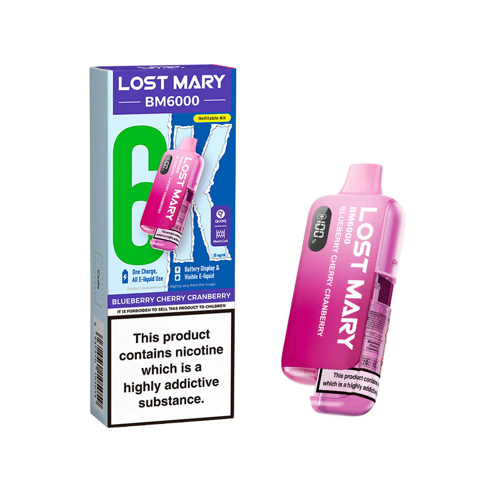 Lost Mary BM6000 Rechargeable Pod Kit 20mg Blueberry Cherry Cranberry