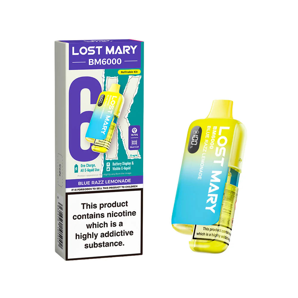 Lost Mary BM6000 Rechargeable Pod Kit 20mg Blue Razz Lemonade