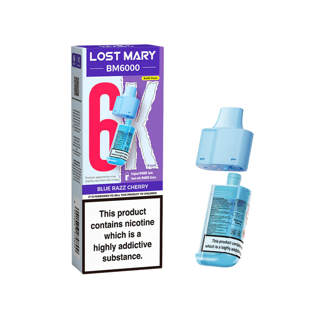 Lost Mary BM6000 Replacement Pods 20mg Blue Razz Cherry