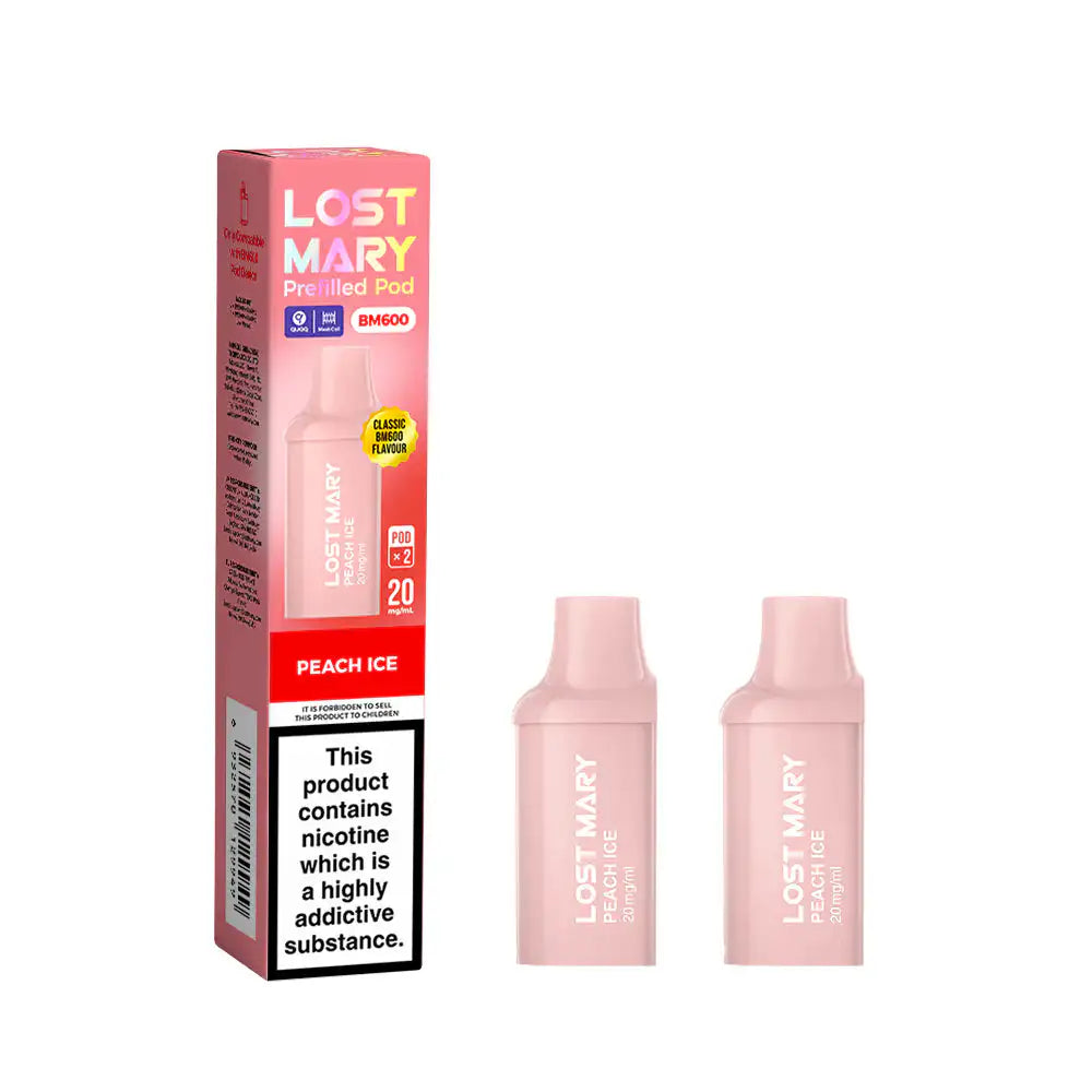 Lost Mary BM600 Rechargeable 2 x Prefilled Pods Peach Ice