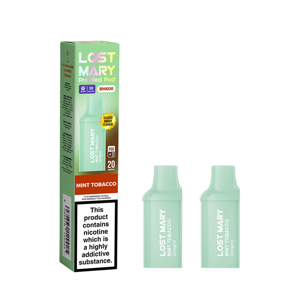 Lost Mary BM600 Rechargeable 2 x Prefilled Pods Mint Tobacco