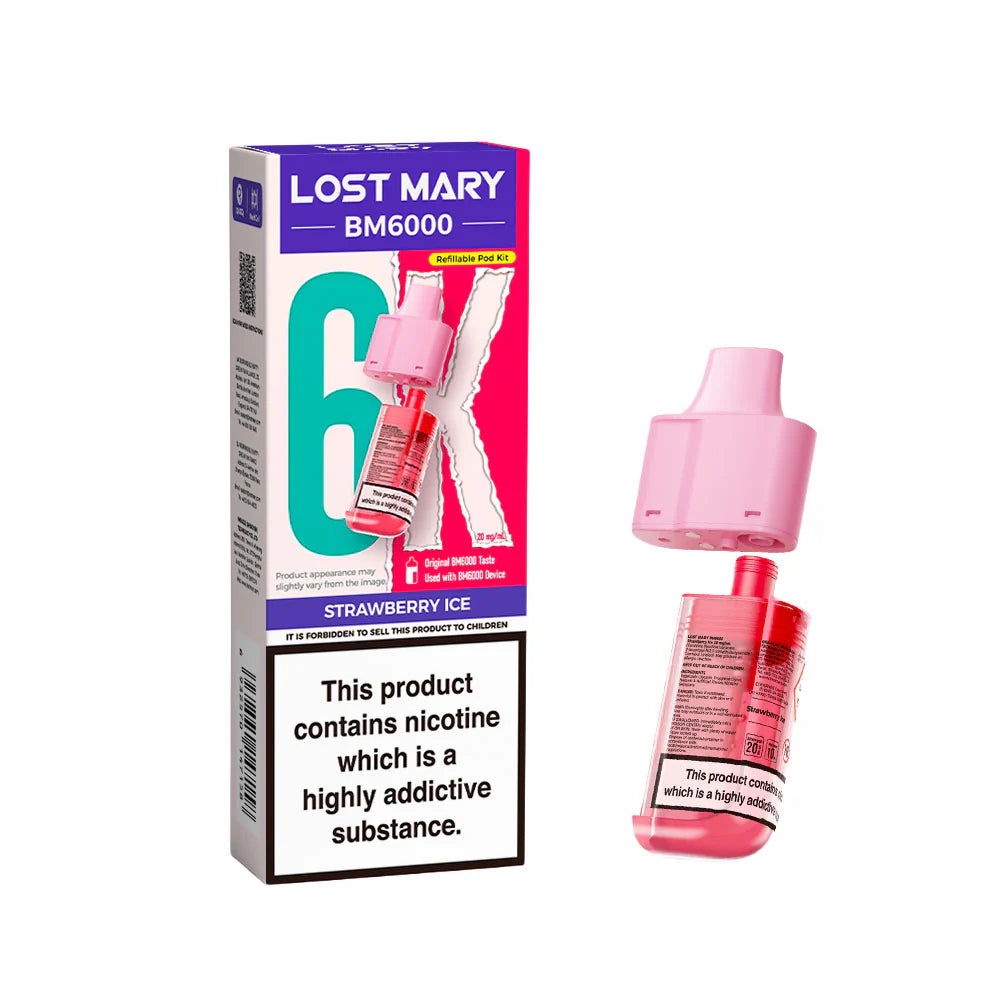 Lost Mary BM6000 Replacement Pods 20mg Strawberry Ice