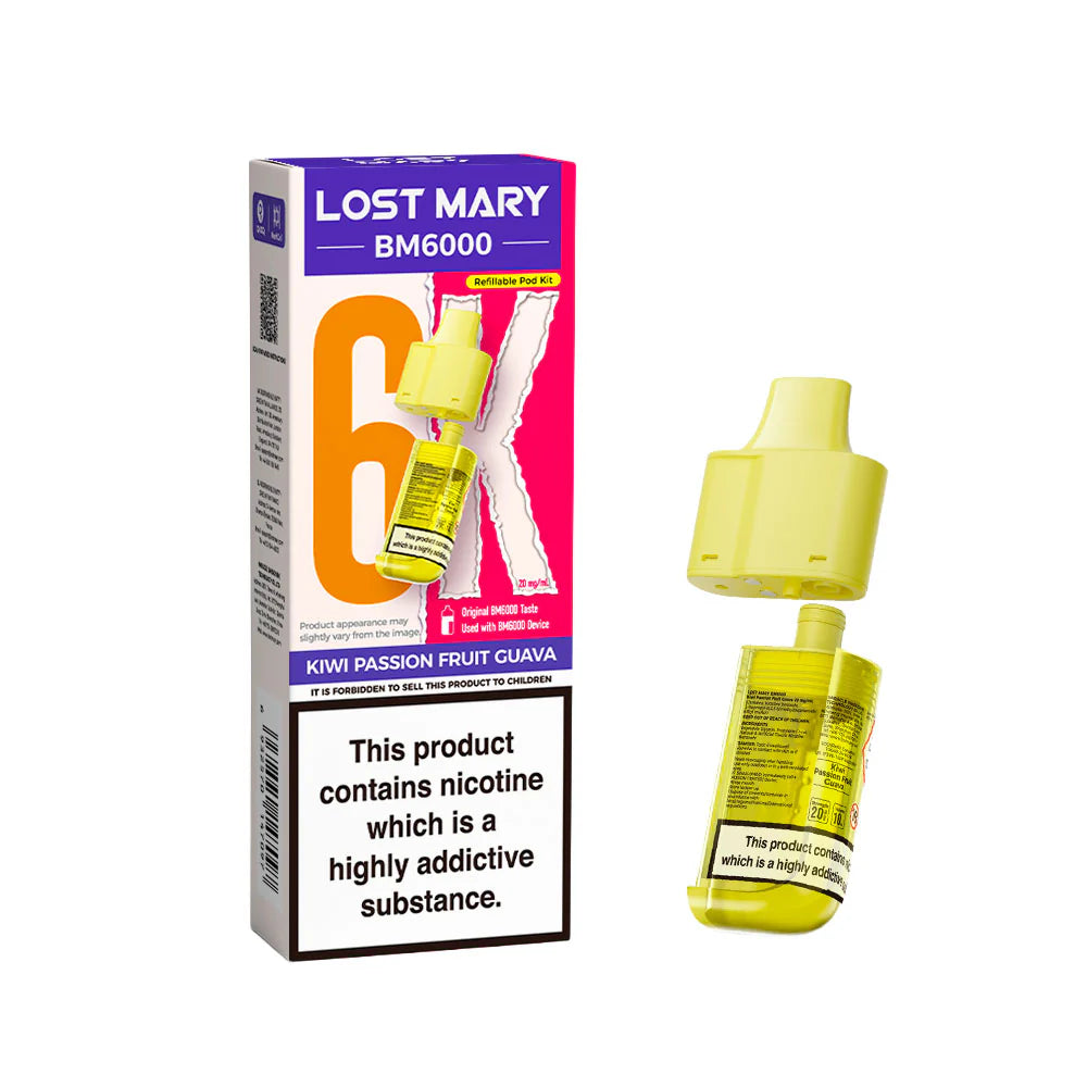 Lost Mary BM6000 Replacement Pods 20mg Kiwi Passion Fruit Guava