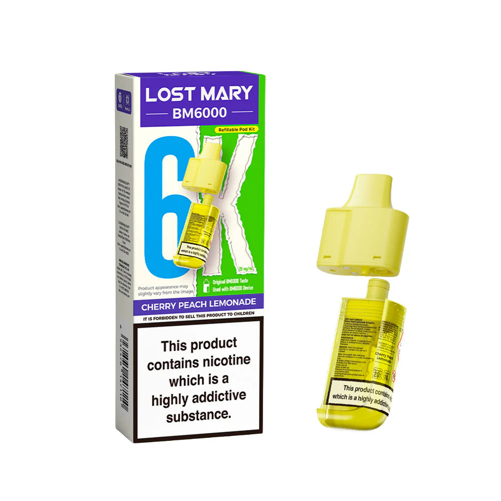 Lost Mary BM6000 Replacement Pods 20mg Cherry Peach Lemonade