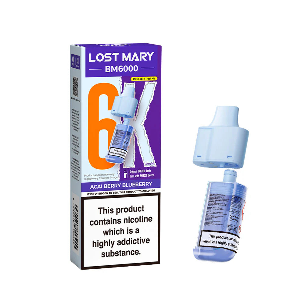 Lost Mary BM6000 Replacement Pods 20mg Acai Berry Blueberry