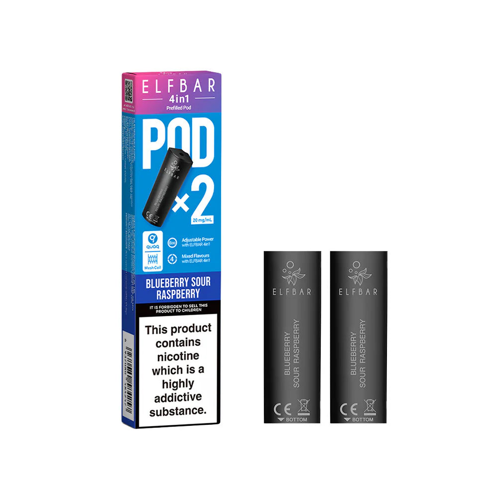 ELFbar 4in1 Prefilled Pod 2 Pack Blueberry Sour Raspberry 20mg